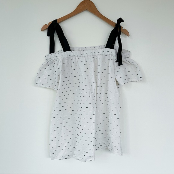 Motherhood Maternity Off The Shoulder Ribbon Tie Blouse Top Medium M - Picture 2 of 7